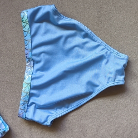 Basically by Btween Girls Size 6 Bikini Set Shiny Strappy Scales mermaid - Picture 4 of 8